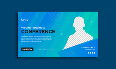 Business conference web banner and social media template layout