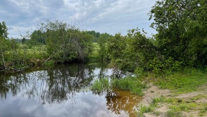 Landscape in Karelia with a lake