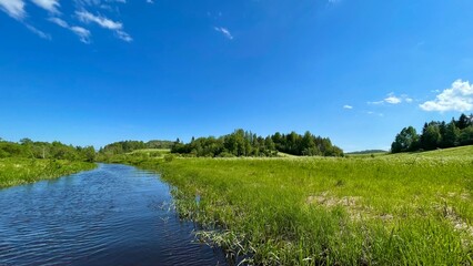 Fototapeta na wymiar Landscape in Karelia with a lake