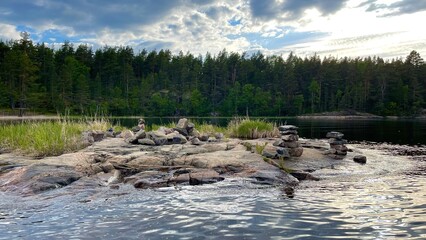 Landscape in Karelia with a lake