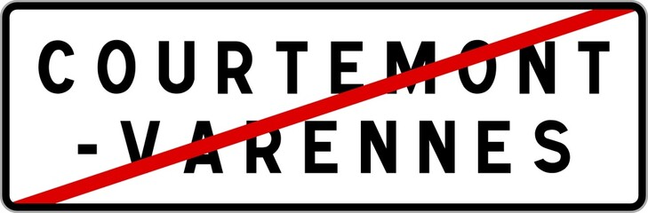 Panneau sortie ville agglomération Courtemont-Varennes / Town exit sign Courtemont-Varennes