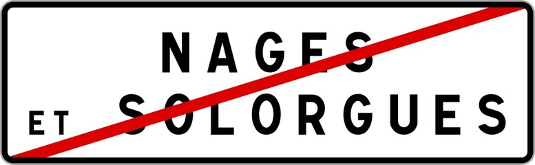 Panneau sortie ville agglomération Nages-et-Solorgues / Town exit sign Nages-et-Solorgues