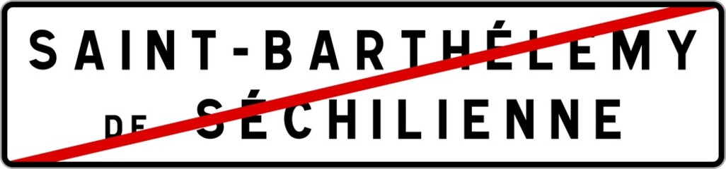 Panneau sortie ville agglomération Saint-Barthélemy-de-Séchilienne / Town exit sign Saint-Barthélemy-de-Séchilienne