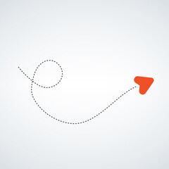 Minimalistic Airplane dotted path, aircraft tracking, trace or road vector illustration for infographic design. Stock vector illustration isolated on white background.