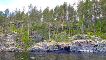 Landscape in Karelia with water and rocks