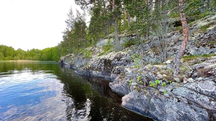 Landscape in Karelia with water and rocks
