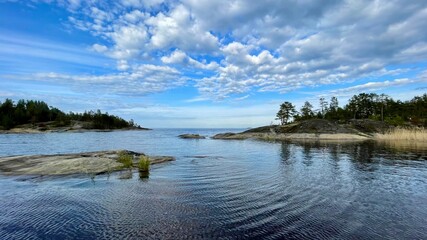 Landscape in Karelia with water and rocks