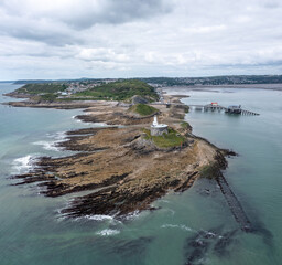 Mumbles Lighthouse and Pier, part of the Gower coastline in South Wales