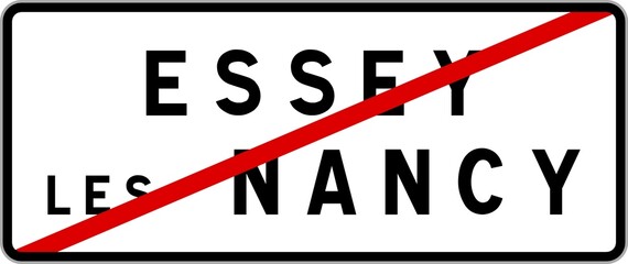 Panneau sortie ville agglom&eacute;ration Essey-l&egrave;s-Nancy / Town exit sign Essey-l&egrave;s-Nancy