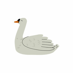 swan hand drawn in flat style. baby illustration