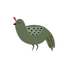 hand drawn bird in flat style. baby illustration