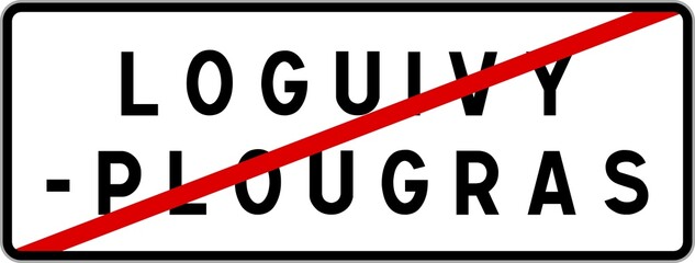 Panneau sortie ville agglomération Loguivy-Plougras / Town exit sign Loguivy-Plougras