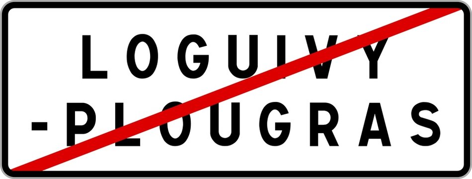 Panneau sortie ville agglomération Loguivy-Plougras / Town exit sign Loguivy-Plougras