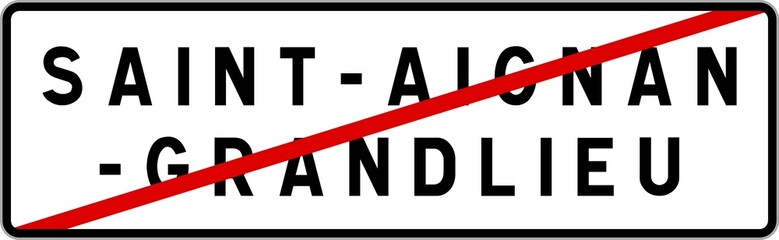 Panneau sortie ville agglomération Saint-Aignan-Grandlieu / Town exit sign Saint-Aignan-Grandlieu