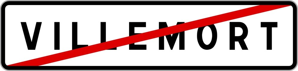 Obraz premium Panneau sortie ville agglomération Villemort / Town exit sign Villemort