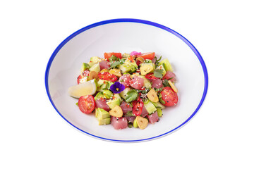 Salad with tuna, avocado, garlic