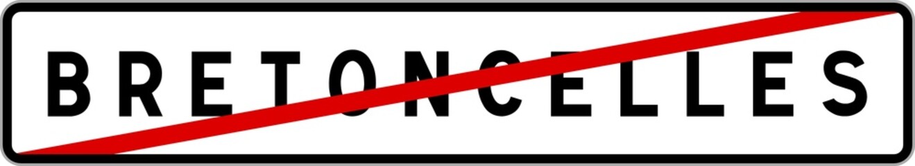 Fototapeta premium Panneau sortie ville agglomération Bretoncelles / Town exit sign Bretoncelles