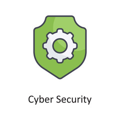 Cyber Security vector filled outline Icon Design illustration on White background. EPS 10 File