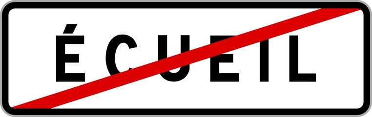 Obraz premium Panneau sortie ville agglomération Écueil / Town exit sign Écueil