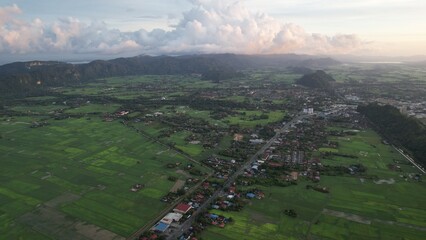 Perlis, Malaysia – June 29, 2022: The Beautiful Kangar City at Sunrise