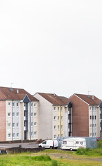 Derelict council house in poor housing estate slum with many social welfare issues in Port Glasgow