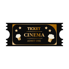 Golden cinema ticket. Admit one ticket	