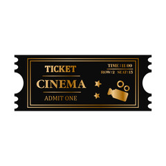 Golden cinema ticket. Admit one ticket	