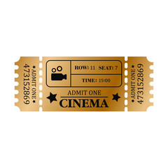 Golden cinema ticket. Admit one ticket	