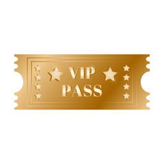 Golden vip pass with golden stars