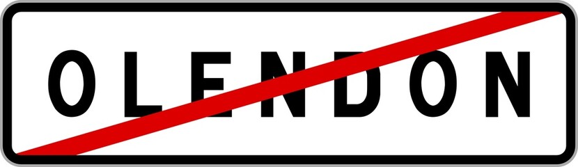Panneau sortie ville agglomération Olendon / Town exit sign Olendon