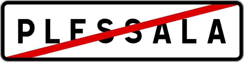 Panneau sortie ville agglomération Plessala / Town exit sign Plessala