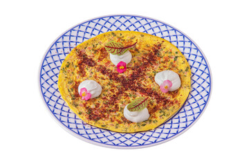 Omelet with sour cream, bacon