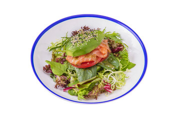 Salad with avocado, sesame seeds