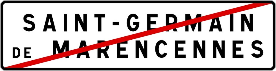 Panneau sortie ville agglomération Saint-Germain-de-Marencennes / Town exit sign Saint-Germain-de-Marencennes