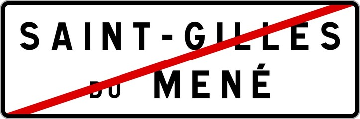 Panneau sortie ville agglomération Saint-Gilles-du-Mené / Town exit sign Saint-Gilles-du-Mené
