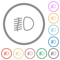 Fog lights flat icons with outlines