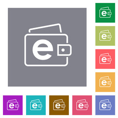 Electronic wallet outline square flat icons