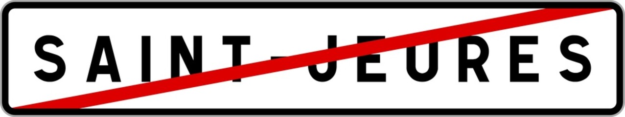 Obraz premium Panneau sortie ville agglomération Saint-Jeures / Town exit sign Saint-Jeures