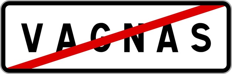 Panneau sortie ville agglom&eacute;ration Vagnas / Town exit sign Vagnas