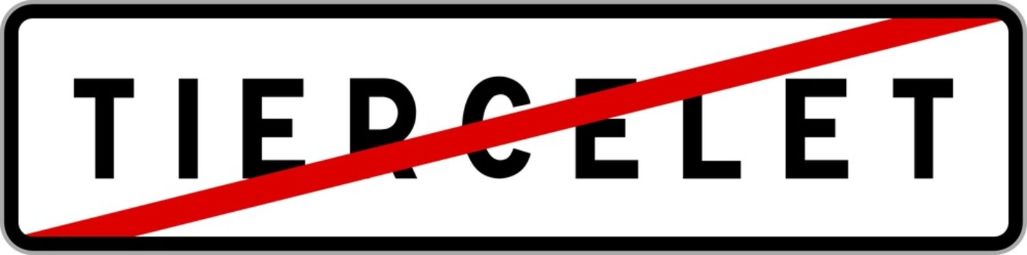 Panneau sortie ville agglom&eacute;ration Tiercelet / Town exit sign Tiercelet