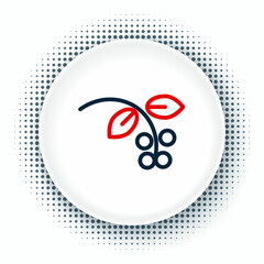 Line Coffee bean, branch with leaf and berry icon isolated on white background. Plant with leaf, berry, fruit, seed. Colorful outline concept. Vector