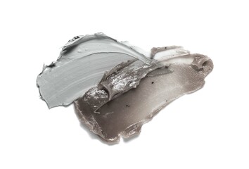 Gray cosmetic mask smudge sample texture. Mud, charcoal or  clay cleansing mask or face foam. Body slimming cream.