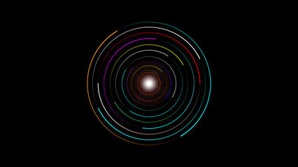 Abstract colorful circular line design. Glowing circular line on black. abstract colorful circle.