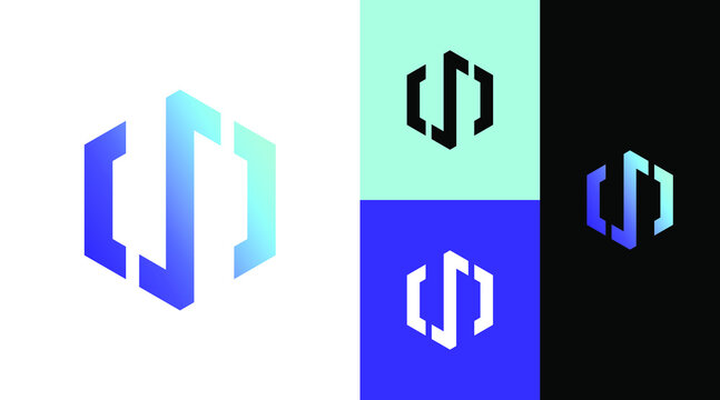 Hexagonal Integral Math Symbols Logo Design Concept