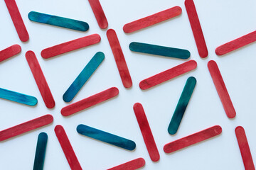 red and blue wood sticks background