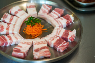 Korean charcoal grilled pork belly ingredients