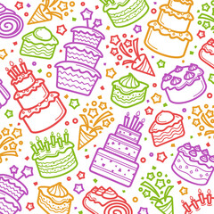 Cake pattern background set. Collection icon cake. Vector