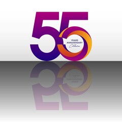 55 years anniversary celebration logo design template vector - obrazy, fototapety, plakaty