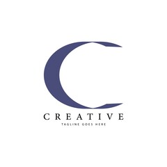 Letter C Negative Space Logo Design Template