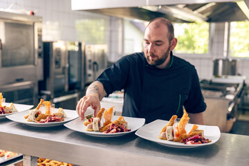 Chef preparing starters